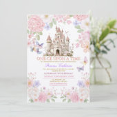Princess ONE-CE Upon a time birthday Castle Floral Kaart (Staand voorkant)