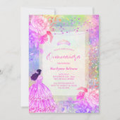 Princess Opal Glitter Rainbow Quinceañera Kaart (Voorkant)