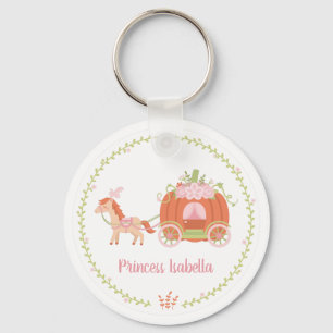 Princess Oranje Pumpkin Carriage Girl, gepersonali Sleutelhanger