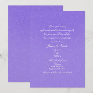 Princess Paars Damask Storybook Elegant Wedding Kaart