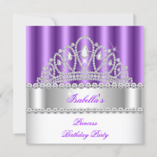 Princess Paars Diamond Tiara Birthday Party 2 Kaart