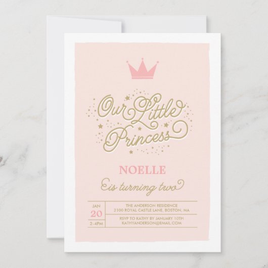 Princess Party 2e anniversaire| Invitation d'anniv (Devant)