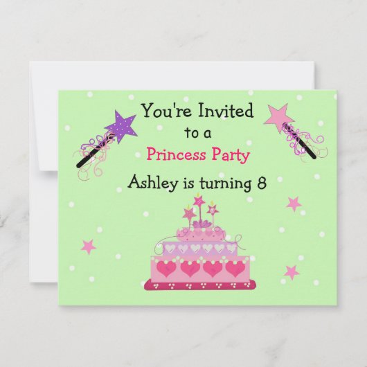 Princess Party Birthday Invitation Kaart (Voorkant)