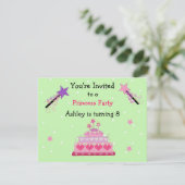 Princess Party Birthday Invitation Kaart (Staand voorkant)
