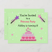 Princess Party Birthday Invitation Kaart (Voorkant / Achterkant)
