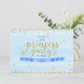 Princess Party Blue & Gold Invitations (Debout devant)