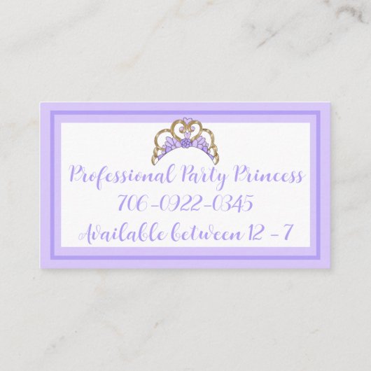 Princess Party Cartes de visite (Dos)