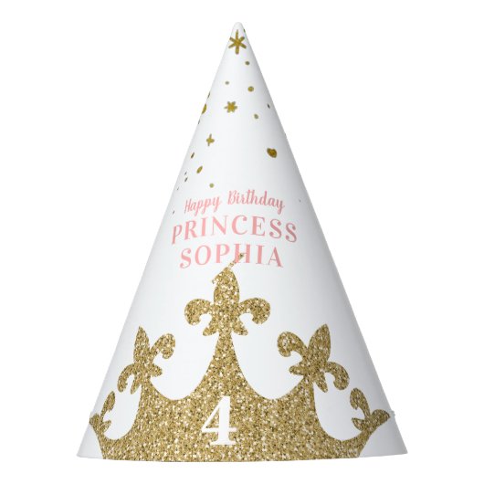 Princess Party Crown Tiara Personalized Birthday Feesthoedjes (Voorkant)