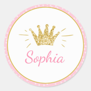 Princess Party Favor Labels Envelope Pink and Gold