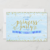 Princess Party Gold & Blue Photo Invitations (Devant)