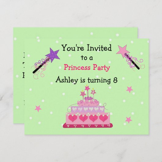 Princess Party Invitation d'anniversaire (Devant / Derrière)