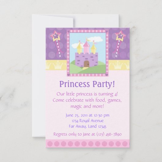 Princess Party Invitation Kaart (Voorkant)