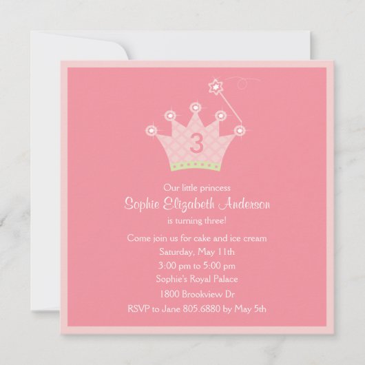 Princess Party Invitation Kaart (Voorkant)