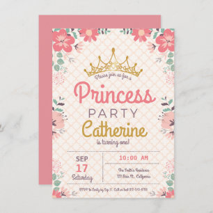 Princess Party on Floral Background Kaart