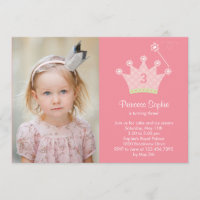 Princess Party Photo Invitation d'anniversaire