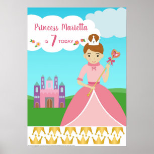 Princess Party Pin the Tail Game Poster