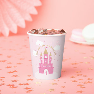 Princess Party Roze en goudkasteel Papieren Bekers