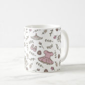 Princess Pattern Pink Monogram Koffiemok (Voorkant rechts)