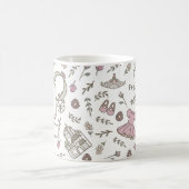 Princess Pattern Pink Monogram Koffiemok (Center)