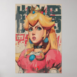 Princess Peach Japanese Art Style Poster