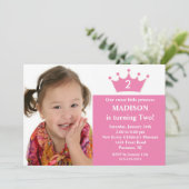 Princess Photo Birthday Invitation Kaart (Staand voorkant)