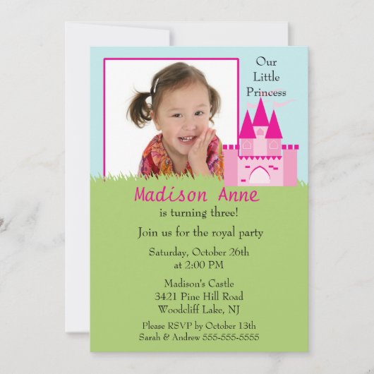 Princess Photo Birthday Invitation Kaart (Voorkant)