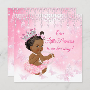 Princess Pink Butterfly Baby shower Ethnic Kaart