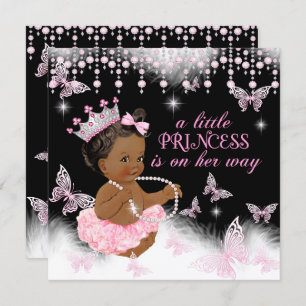 Princess Pink Butterfly Baby shower Ethnic Kaart
