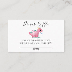 Princess Pink Dinosaur Diaper Baby shower B Visitekaartje