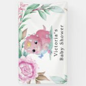 Princess Pink Dinosaur Peony Baby shower Banner (Verticaal)
