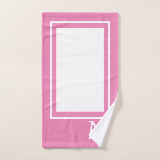 Princess Pink en White Monogram Bath Towel Set Bad Handdoek (Handdoek)
