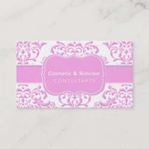 Princess Pink Floral Damask Visitekaartje