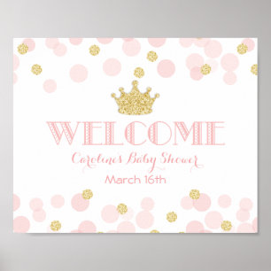 Princess Pink Gold Baby shower Custom Welkom Poster