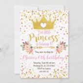 Princess Pink Gold Confetti Birthday Uitnodiging (Voorkant)