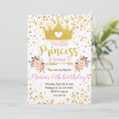 Princess Pink Gold Confetti Invitation d'anniversa (Debout devant)