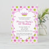 Princess Pink Green Girl Invitation d'anniversaire (Debout devant)