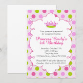 Princess Pink Green Girl Invitation d'anniversaire (Devant / Derrière)
