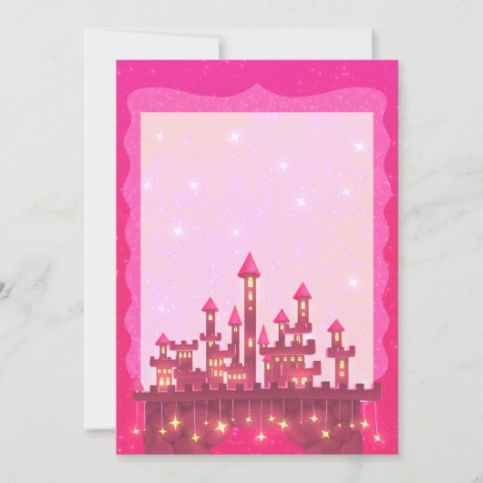 Princess Pink Party Invitation Castle Crown (Devant)