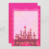 Princess Pink Party Uitnodiging Kasteel Kroon (Voorkant / Achterkant)