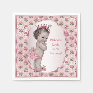  Princess Pink Roses Baby shower Servetten