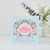Princess Pink tutu Girl Baby shower Invitation (Debout devant)