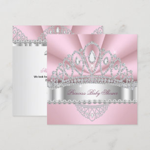 Princess Pink White Diamond Tiara Baby shower Kaart