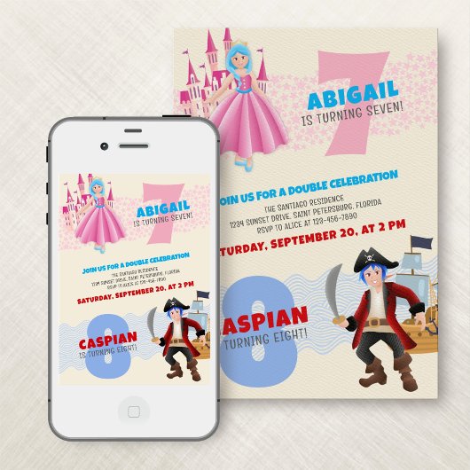 Princess Pirate Joint Invitation Anniversaire