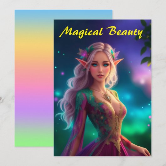 Princess pixie fee kleurrijke magenta gloed  bedankkaart (Voorkant / Achterkant)