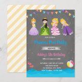 Princess poolverjaardagsuitnodiging bedankkaart (Voorkant / Achterkant)