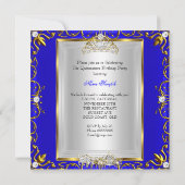Princess Quinceanera 15th Birthday Royal Blue 2 Kaart (Achterkant)