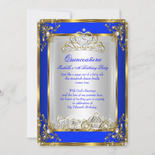 Princess Quinceanera 15th Birthday Royal Blue Kaart