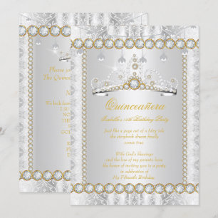 Princess Quinceanera Diamond Lace Gold Silver Kaart