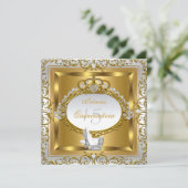 Princess Quinceanera Elite Elegant Gold High Heels Kaart (Staand voorkant)