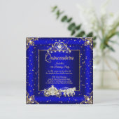 Princess Quinceanera Elite Royal Blue Sparkle Kaart (Staand voorkant)